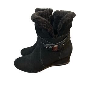 Anne Klein Sport Black Suede Wedge Boots Women’s Size 7